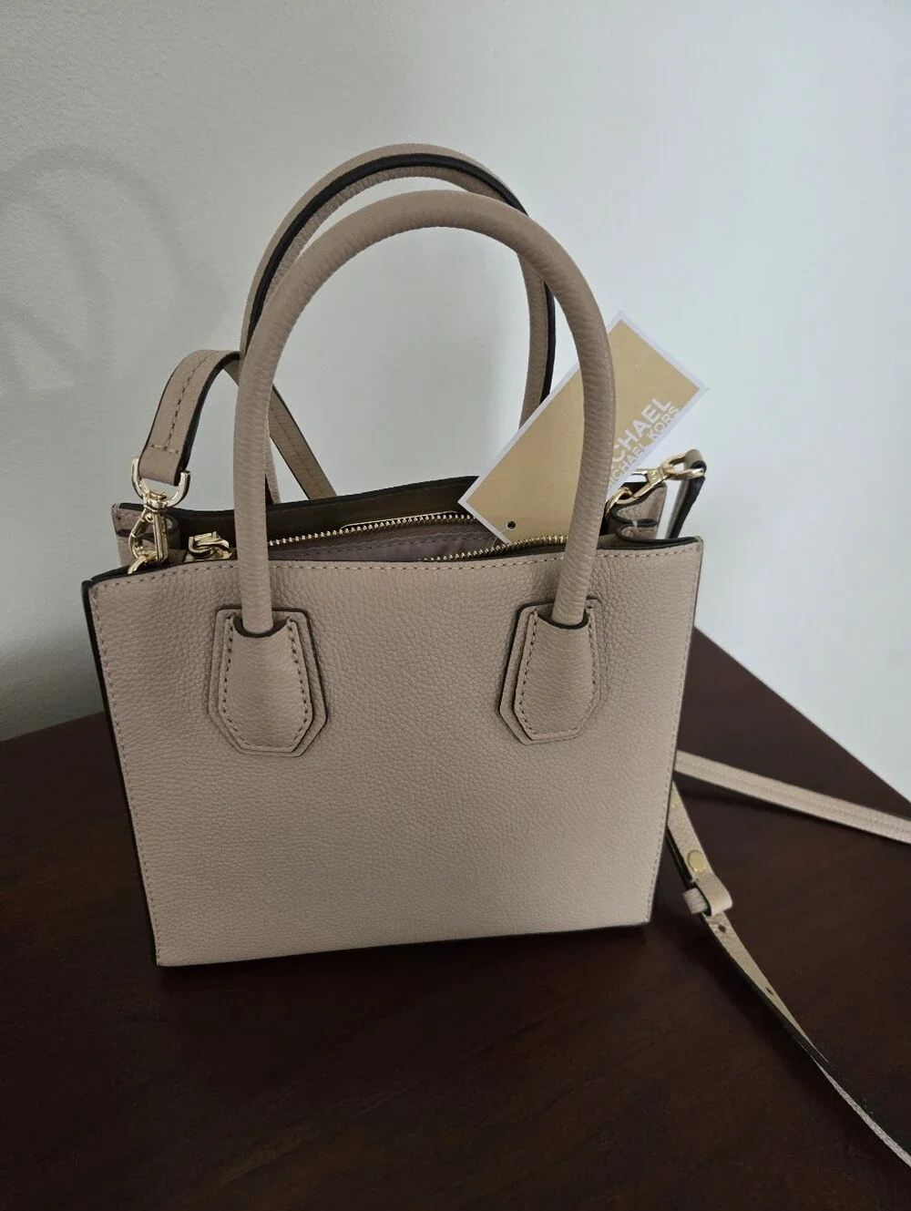 Michael Kors Blush Leather Satchel with Gold Hardware